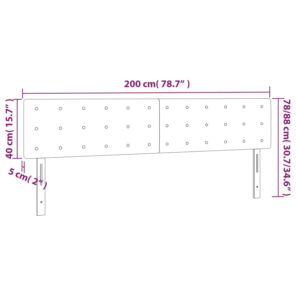 LED uzglavlje boja cappuccina 200 x 5 x 78/88cm od umjetne kože