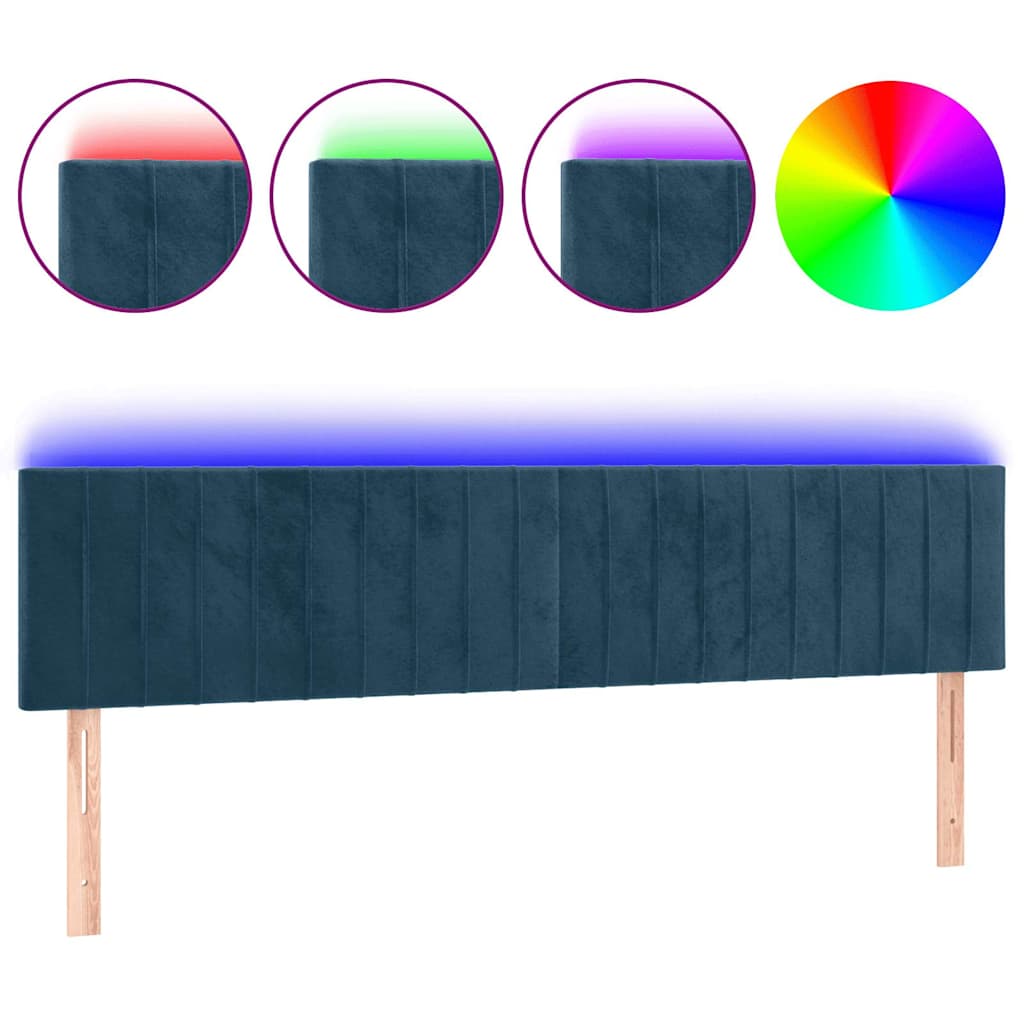 LED uzglavlje tamnoplavo 160x5x78/88 cm baršunasto