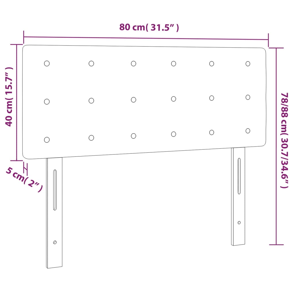LED uzglavlje smeđesivo 80 x 5 x 78/88 cm od tkanine