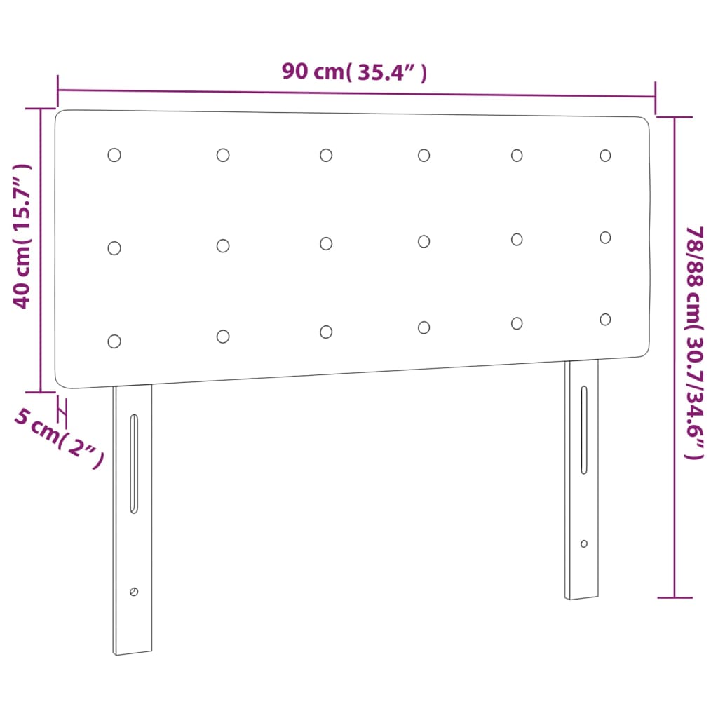 LED uzglavlje crno 90x5x78/88 cm od tkanine