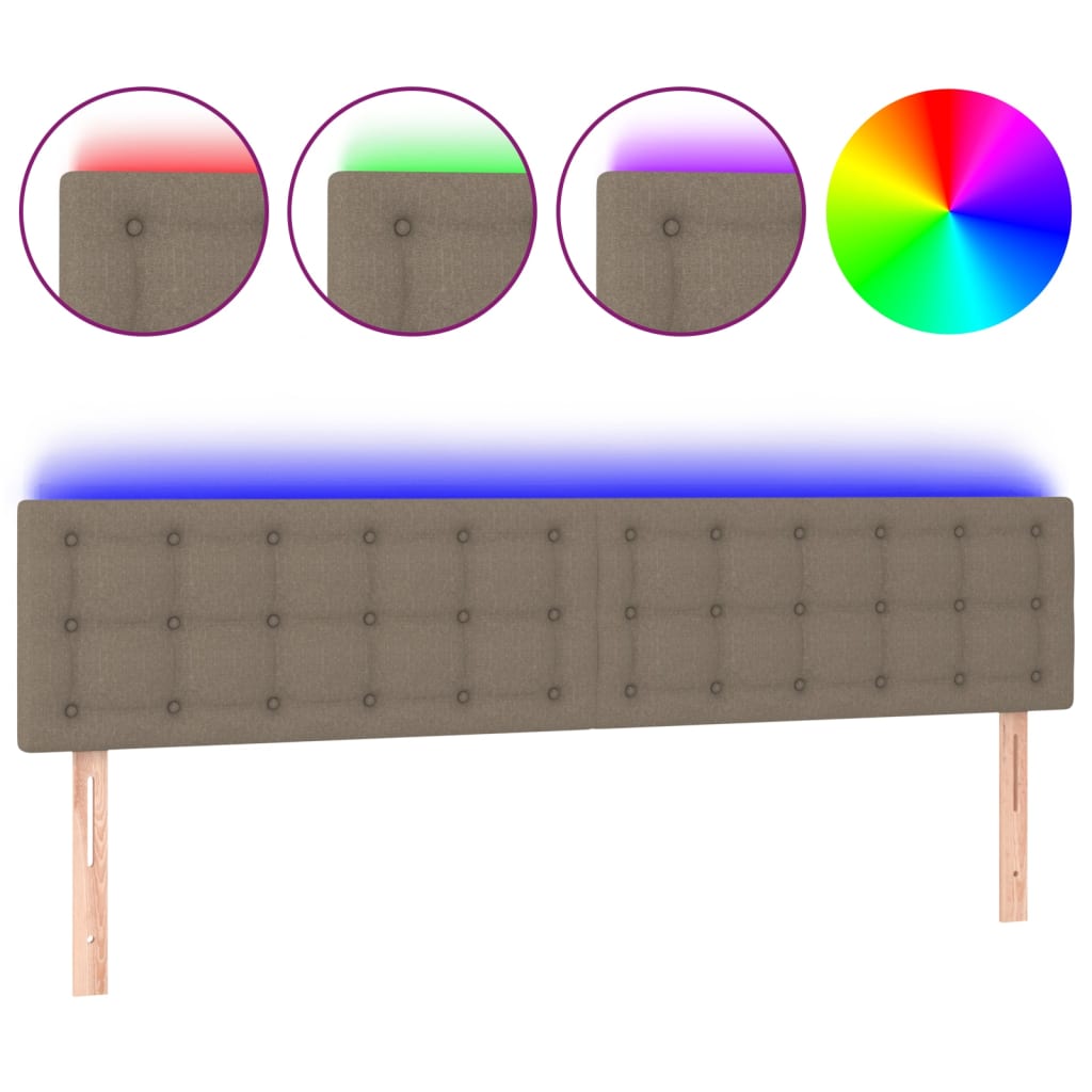 LED uzglavlje smeđesivo 200x5x78/88 cm od tkanine