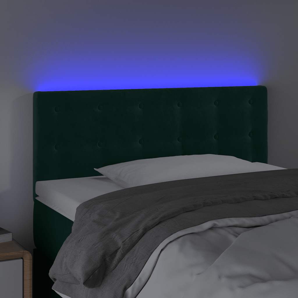 LED uzglavlje tamnozeleno 80 x 5 x 78/88 cm baršunasto