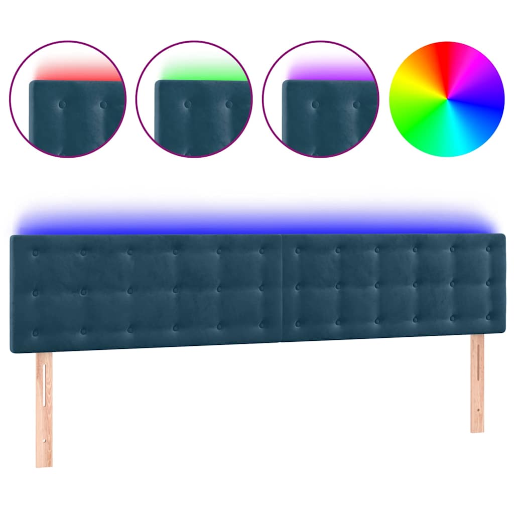 LED uzglavlje tamnoplavo 160x5x78/88 cm baršunasto