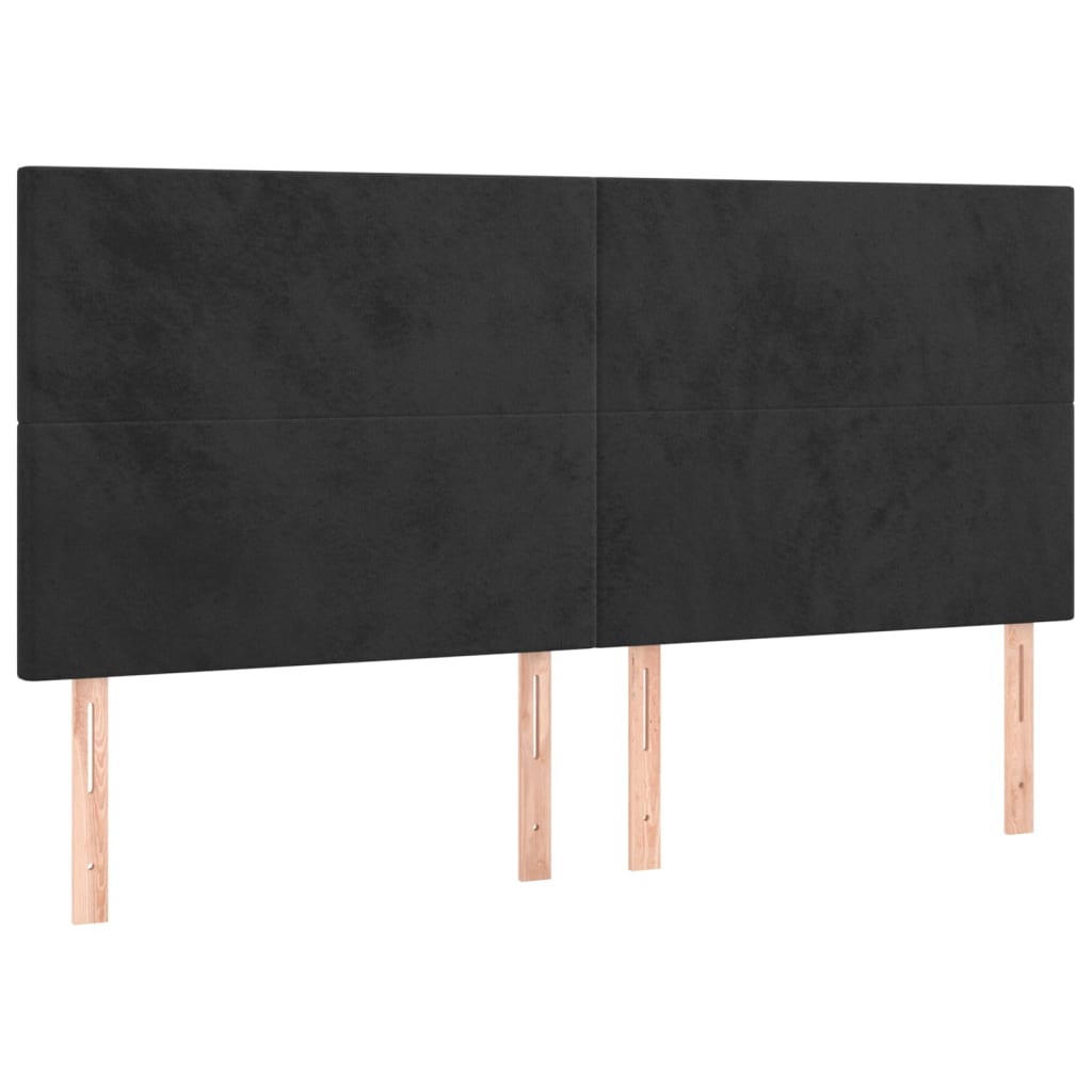 LED uzglavlje crno 200x5x118/128 cm baršunasto