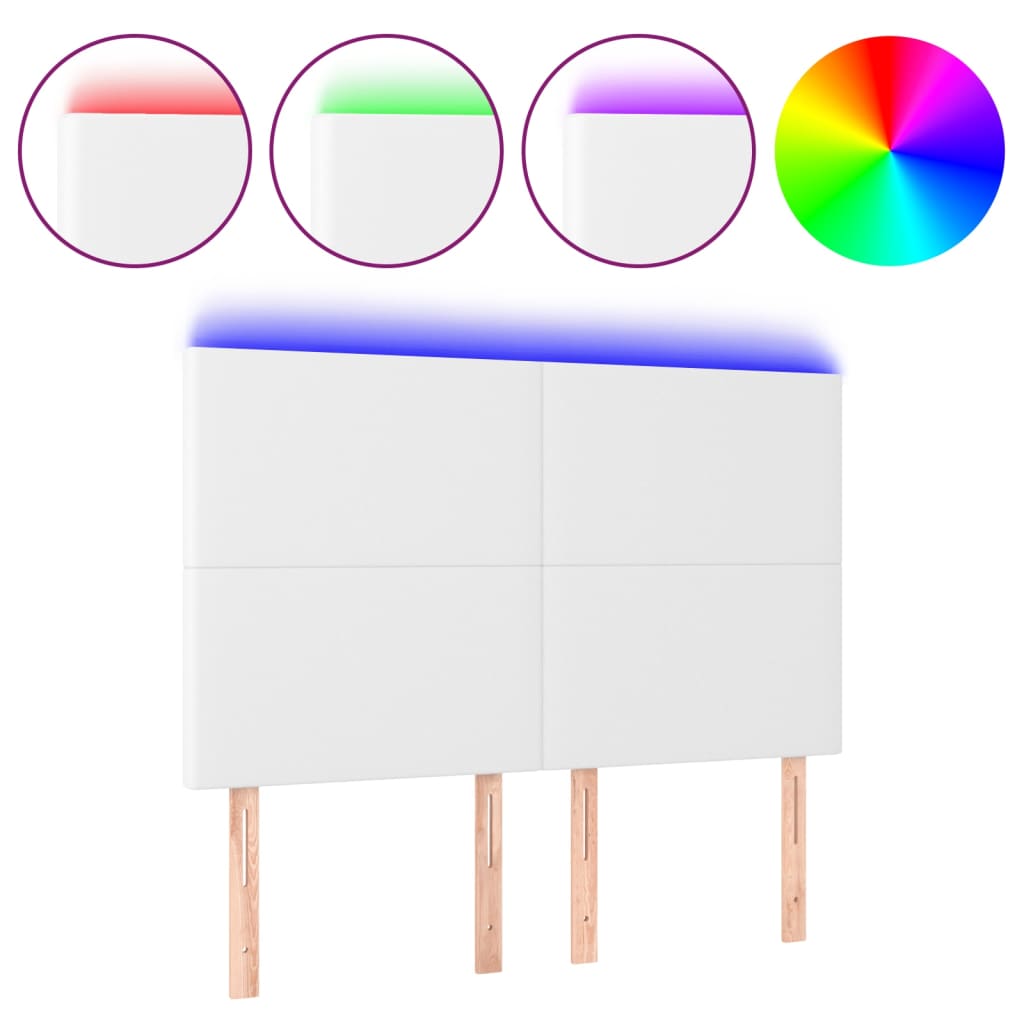LED uzglavlje bijelo 144x5x118/128 cm od umjetne kože