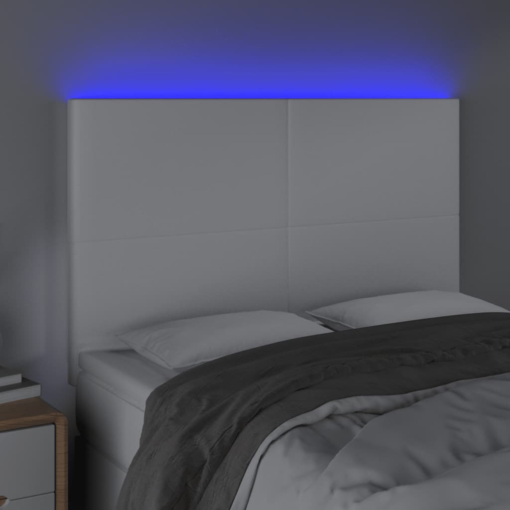 LED uzglavlje bijelo 144x5x118/128 cm od umjetne kože