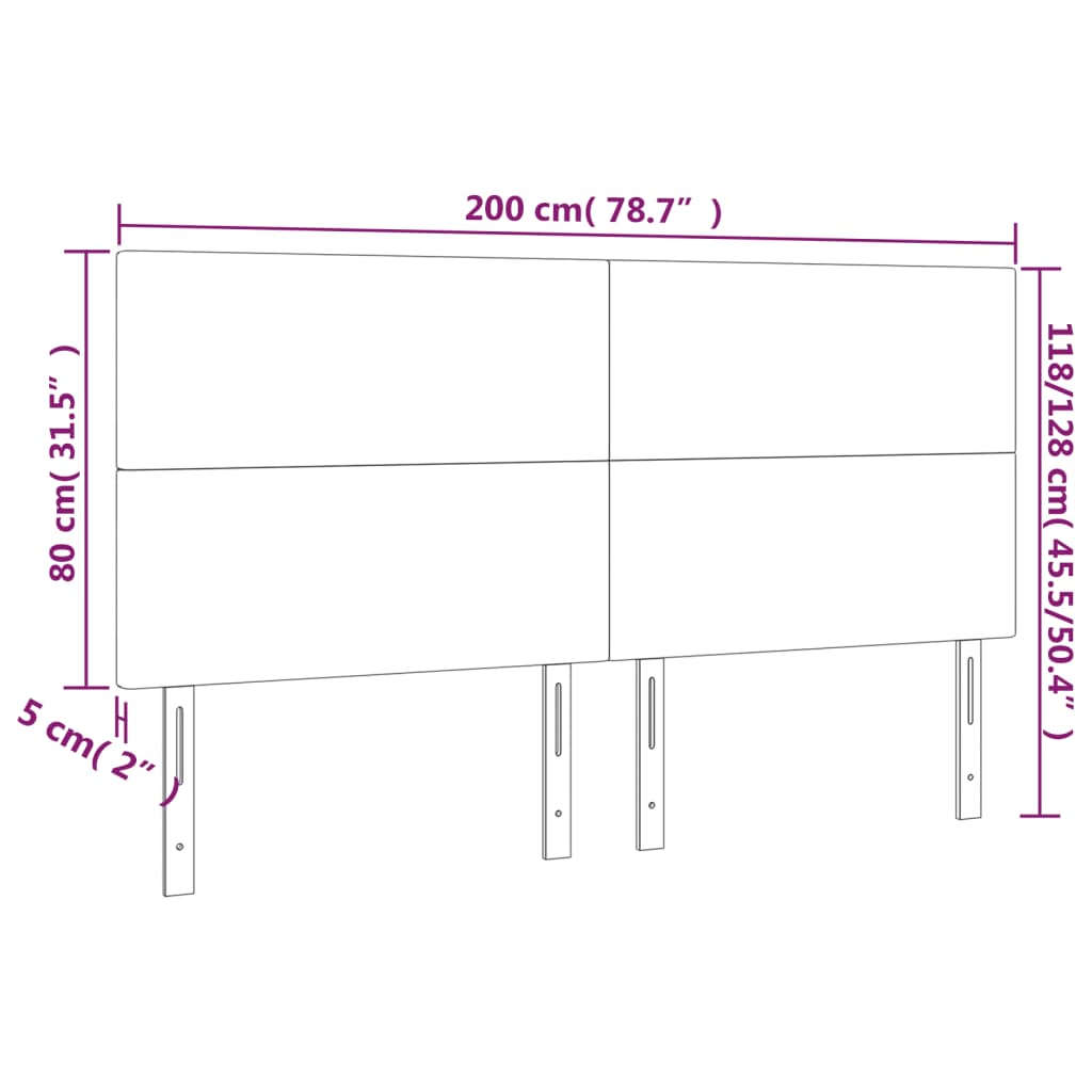 LED uzglavlje sivo 200x5x118/128 cm od umjetne kože