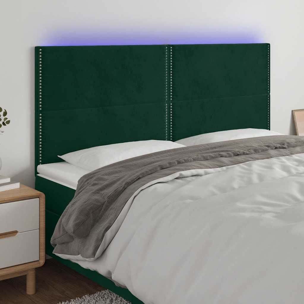 LED uzglavlje tamnozeleno 180x5x118/128 cm baršunasto