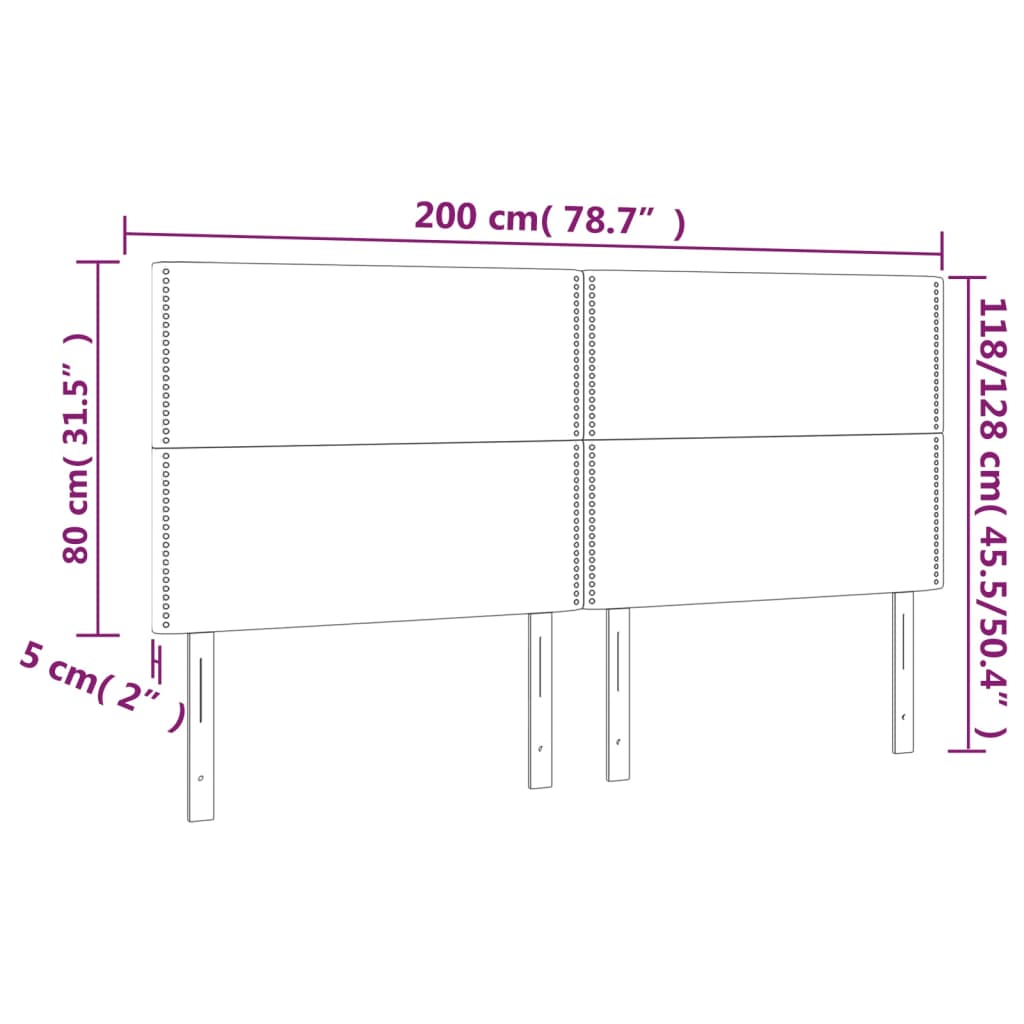 LED uzglavlje ružičasto 200x5x118/128 cm baršunasto