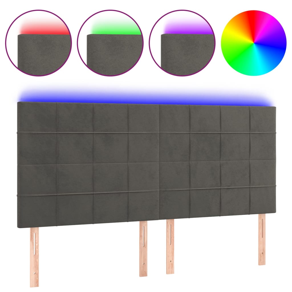 LED uzglavlje tamnosivo 160x5x118/128 cm baršunasto