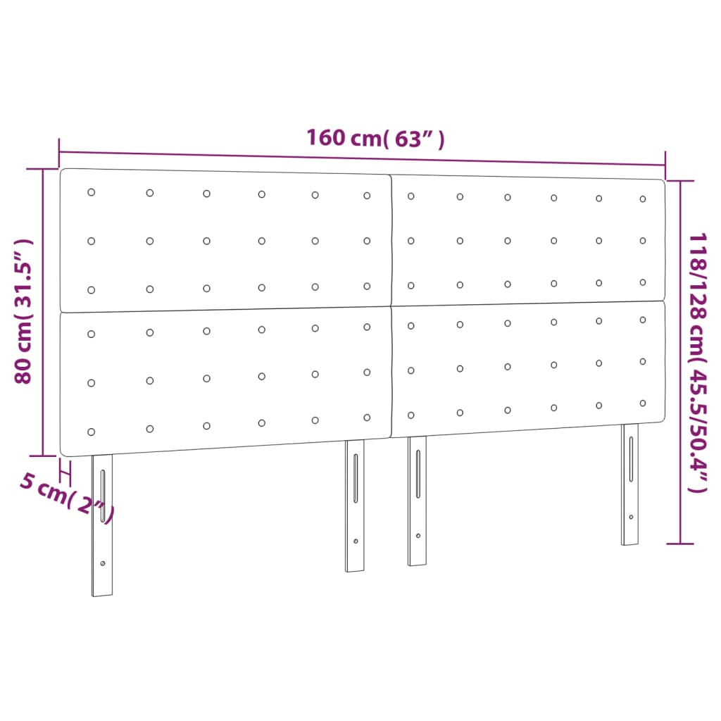 LED uzglavlje boja cappuccina 160x5x118/128cm od umjetna koža