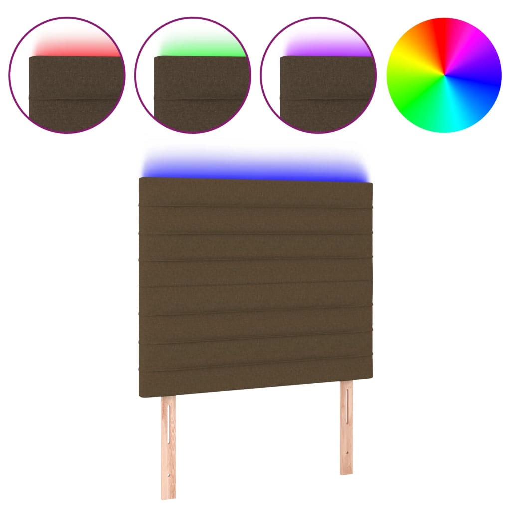 LED uzglavlje tamnosmeđe 90x5x118/128 cm od tkanine