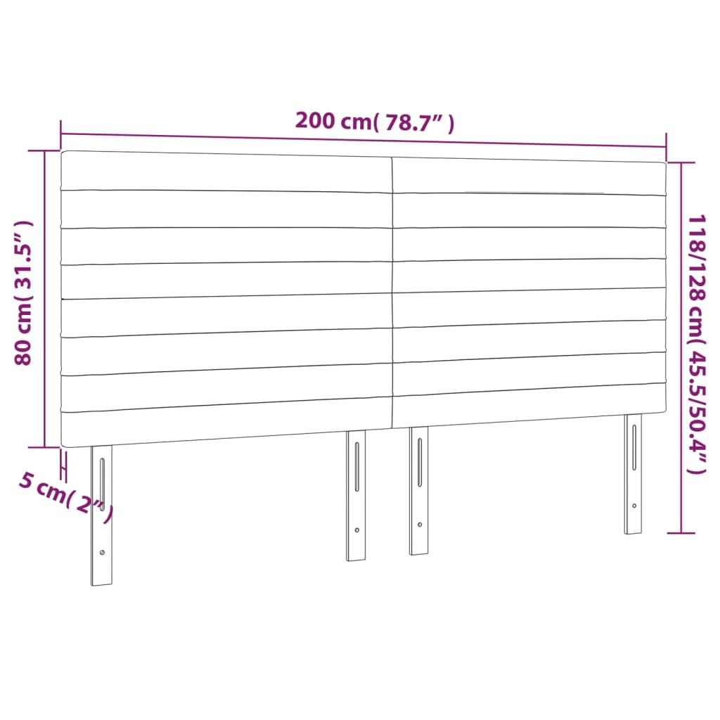 LED uzglavlje ružičasto 200x5x118/128 cm baršunasto