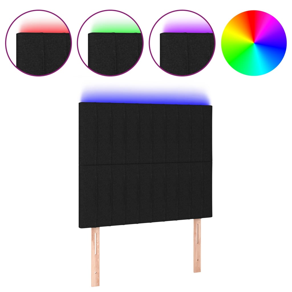 LED uzglavlje crno 100x5x118/128 cm od tkanine