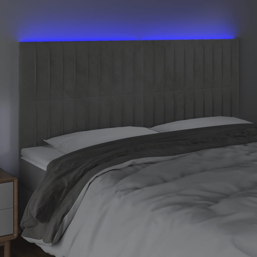 LED uzglavlje svjetlosivo 180x5x118/128 cm baršunasto