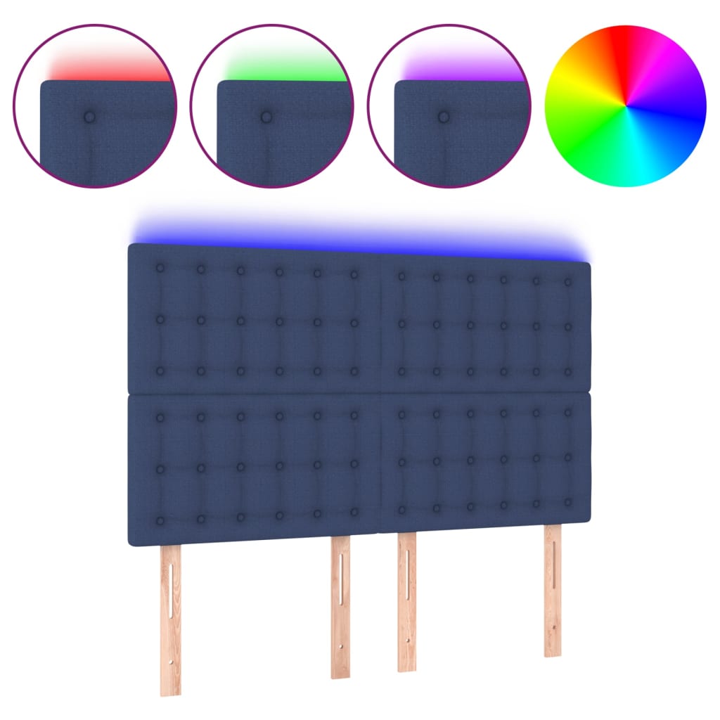 LED uzglavlje plavo 144x5x118/128 cm od tkanine