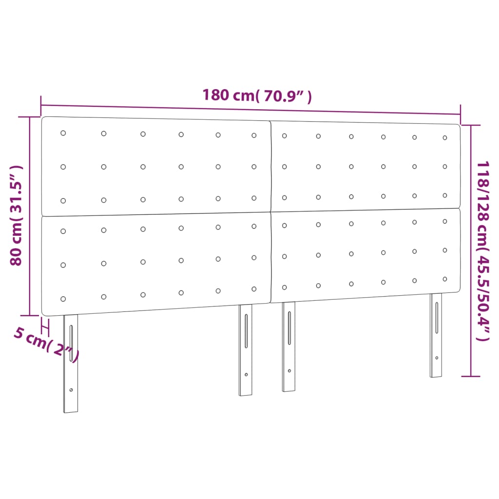 LED uzglavlje tamnosivo 180x5x118/128 cm baršunasto