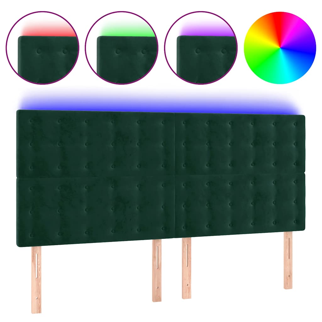 LED uzglavlje tamnozeleno 180x5x118/128 cm baršunasto