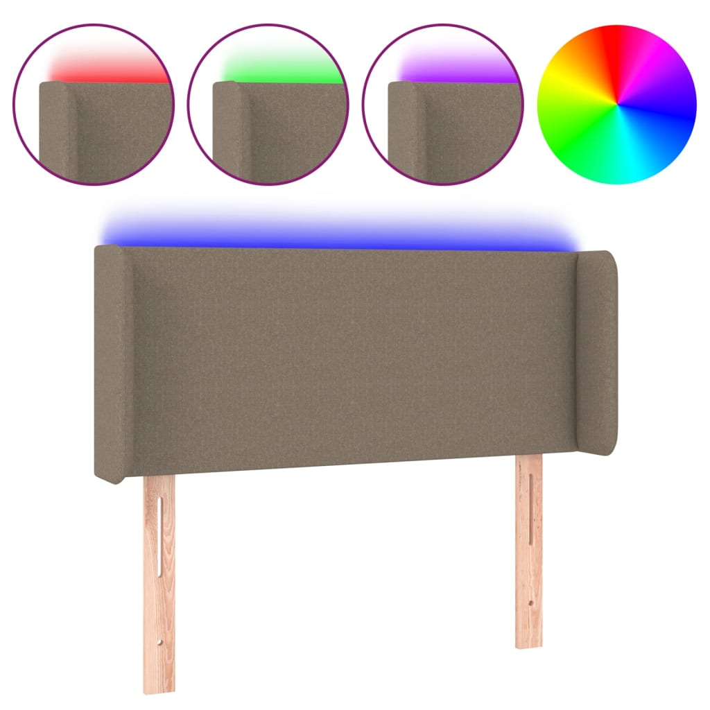 LED uzglavlje smeđesivo 103x16x78/88 cm od tkanine
