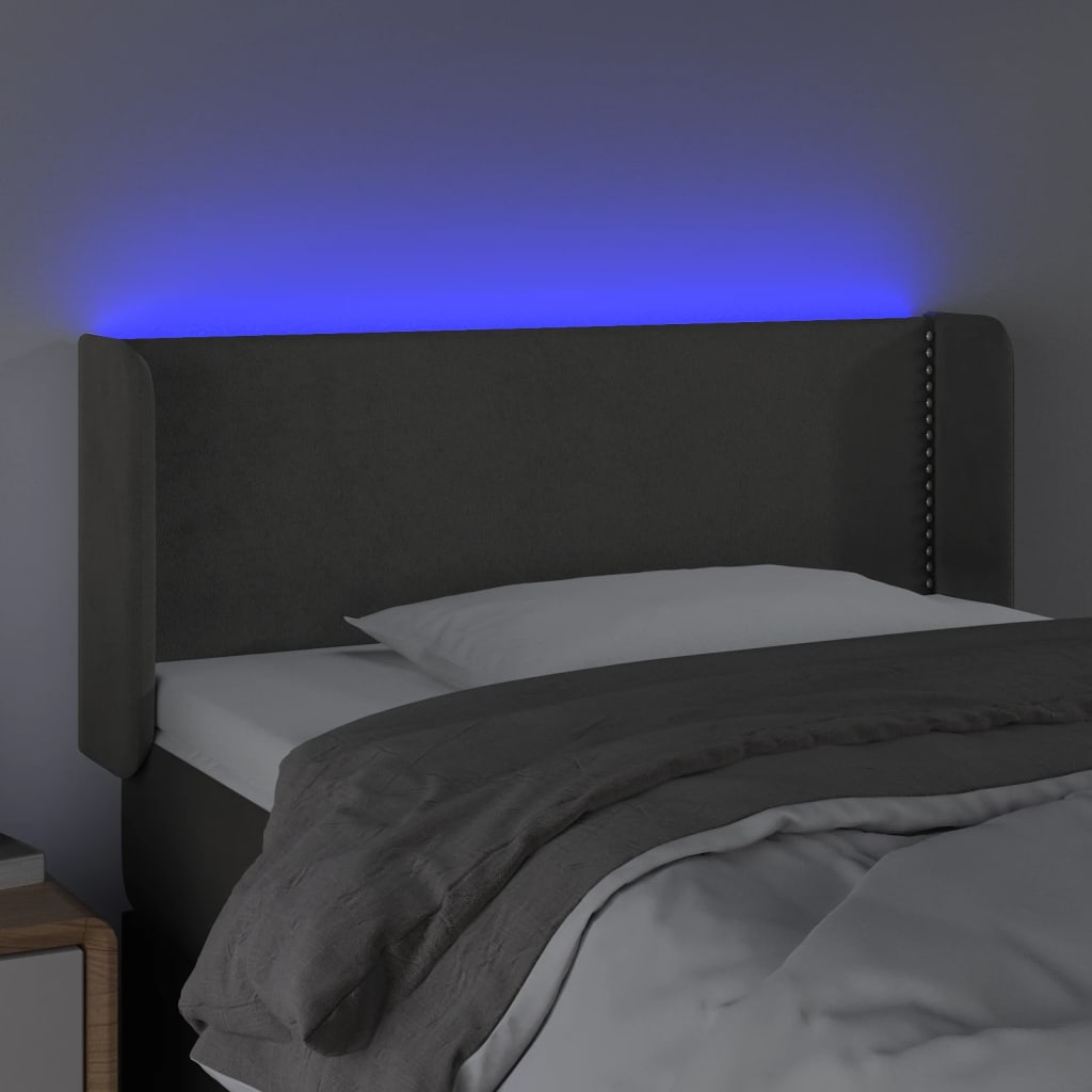 LED uzglavlje tamnosiv 93x16x78/88 cm baršunasto