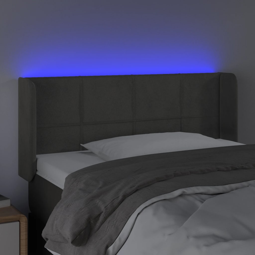 LED uzglavlje tamnosiv 93x16x78/88 cm baršunasto