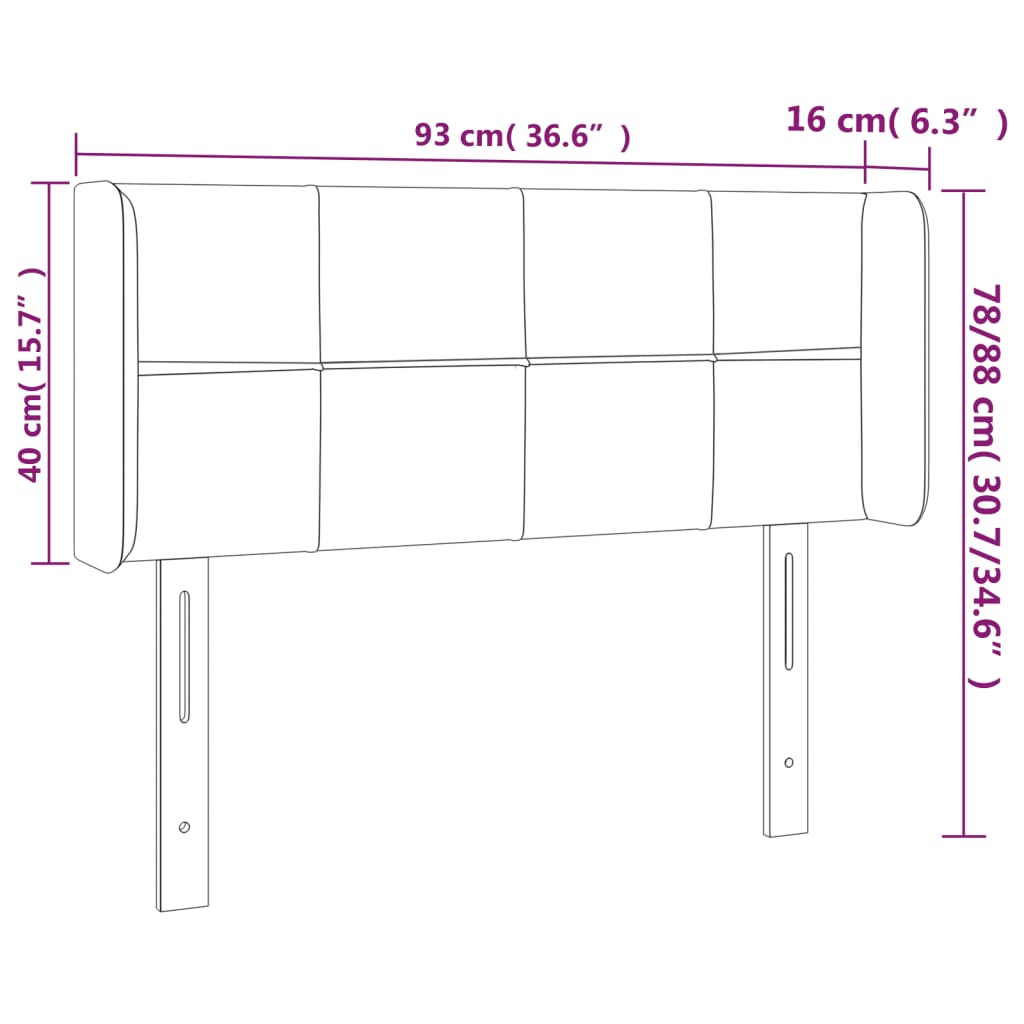LED uzglavlje tamnosiv 93x16x78/88 cm baršunasto