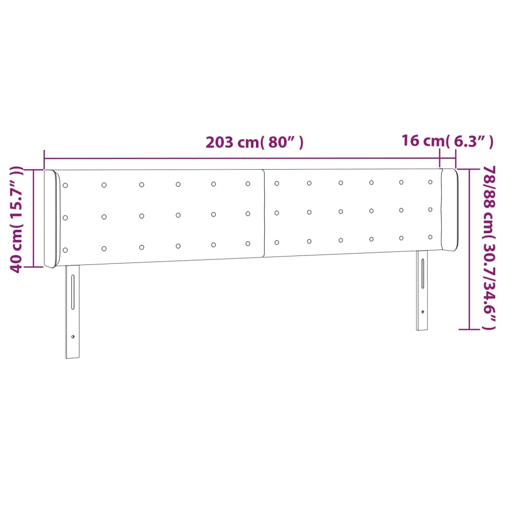 LED uzglavlje sivo 203x16x78/88 cm od umjetne kože