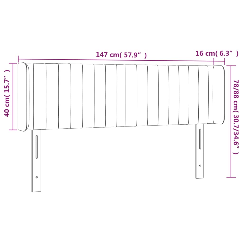 LED uzglavlje smeđesivo 147x16x78/88 cm od tkanine