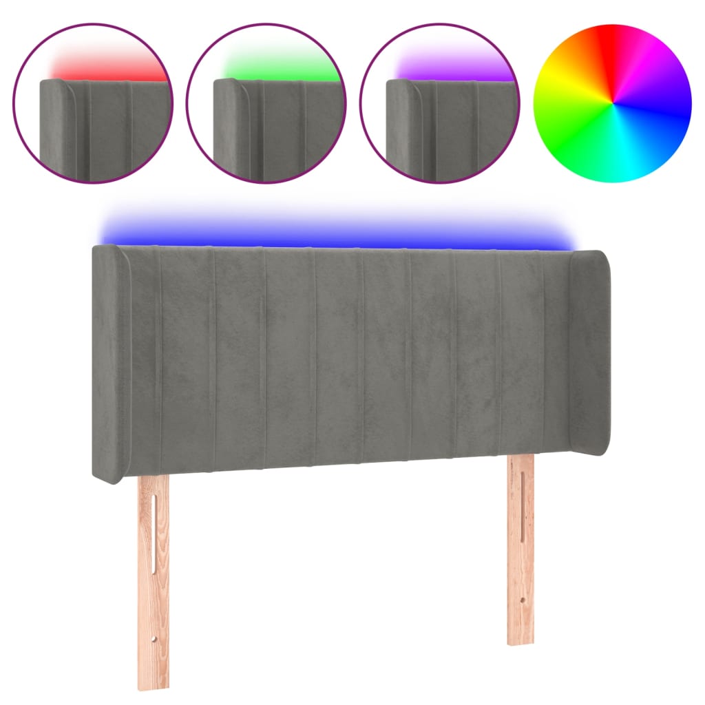 LED uzglavlje svjetlosivo 103x16x78/88 cm baršunasto