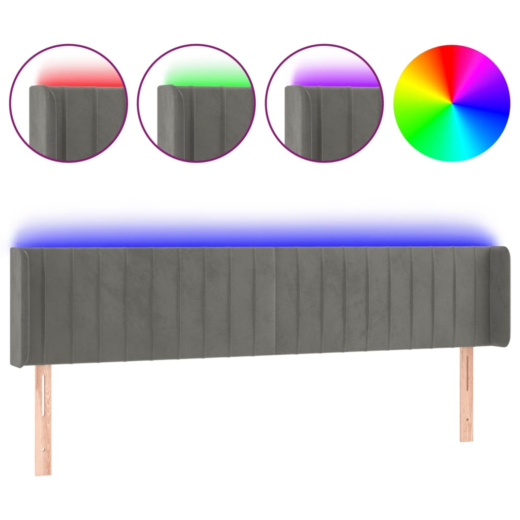 LED uzglavlje svjetlosivo 163x16x78/88 cm baršunasto