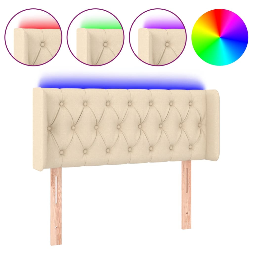 LED uzglavlje krem 93x16x78/88 cm od tkanine