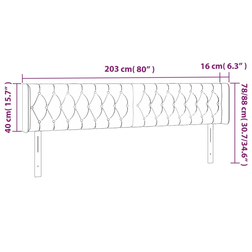 LED uzglavlje plavo 203x16x78/88 cm od tkanine