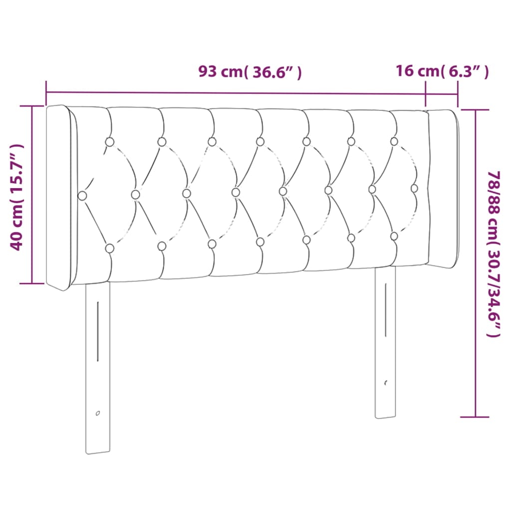 LED uzglavlje tamnosiv 93x16x78/88 cm baršunasto