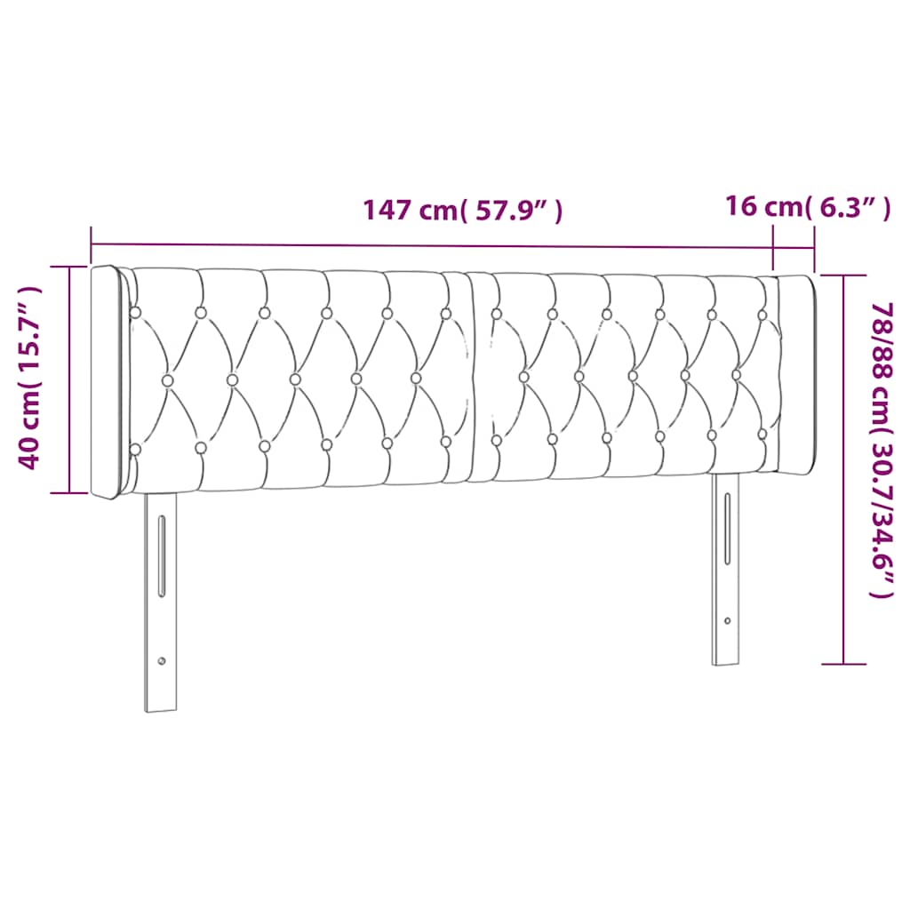 LED uzglavlje tamnozeleno 147x16x78/88 cm baršunasto