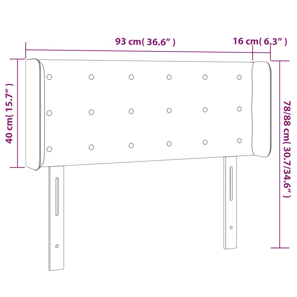 LED uzglavlje tamnosiv 93x16x78/88 cm baršunasto