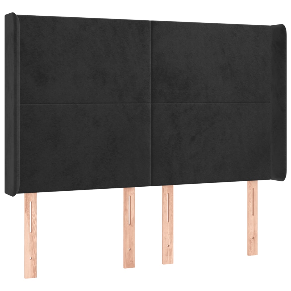 LED uzglavlje crno 147x16x118/128 cm baršunasto