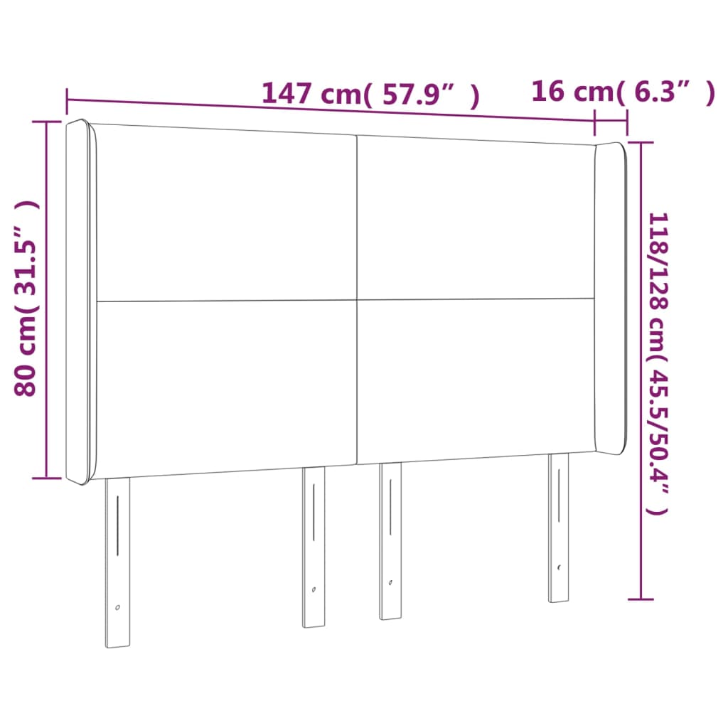 LED uzglavlje crno 147x16x118/128 cm baršunasto