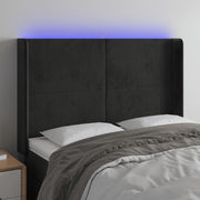 LED uzglavlje crno 147x16x118/128 cm baršunasto