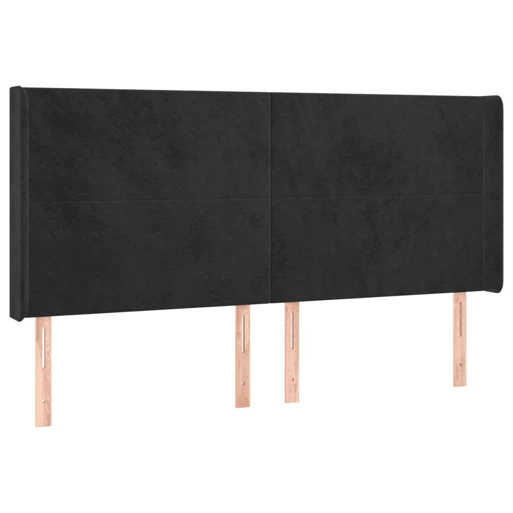 LED uzglavlje crno 203 x 16 x 118/128 cm baršunasto