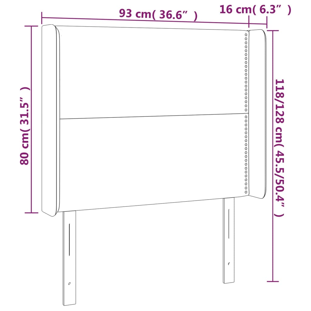LED uzglavlje tamnosmeđe 93x16x118/128 cm od tkanine