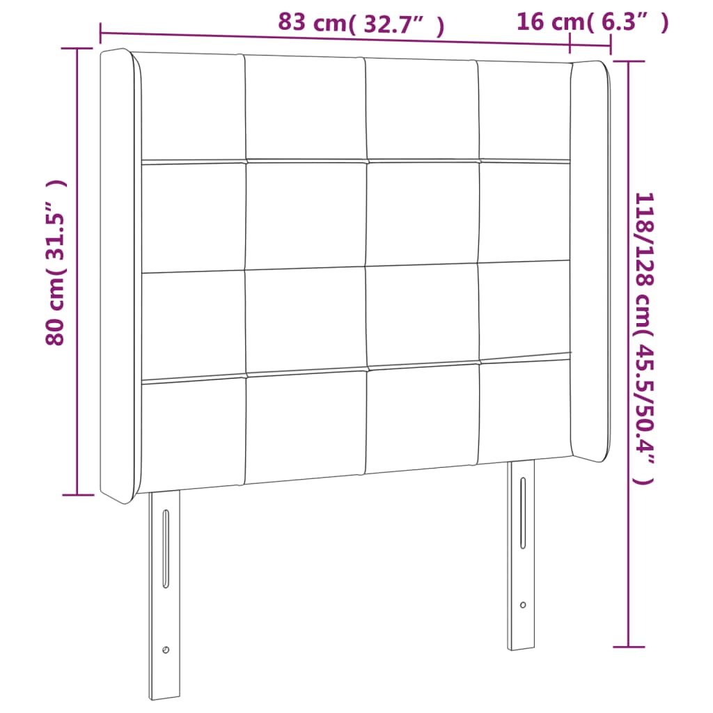 LED uzglavlje crno 83 x 16 x 118/128 cm od tkanine