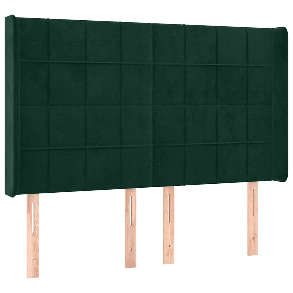 LED uzglavlje tamnozeleno 147x16x118/128 cm baršunasto