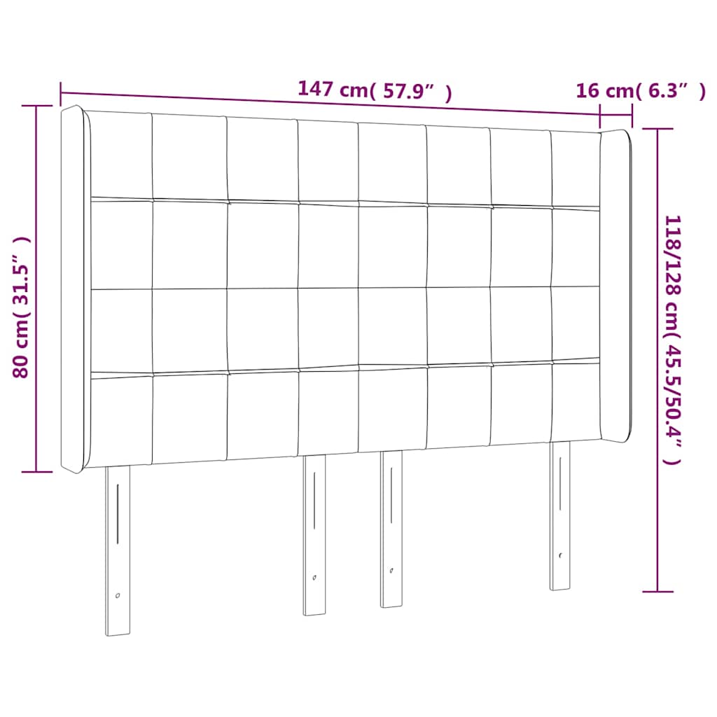LED uzglavlje tamnozeleno 147x16x118/128 cm baršunasto