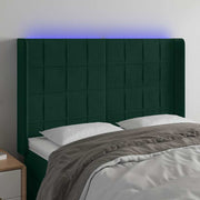 LED uzglavlje tamnozeleno 147x16x118/128 cm baršunasto