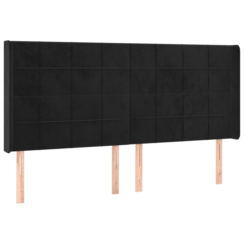 LED uzglavlje crno 203 x 16 x 118/128 cm baršunasto