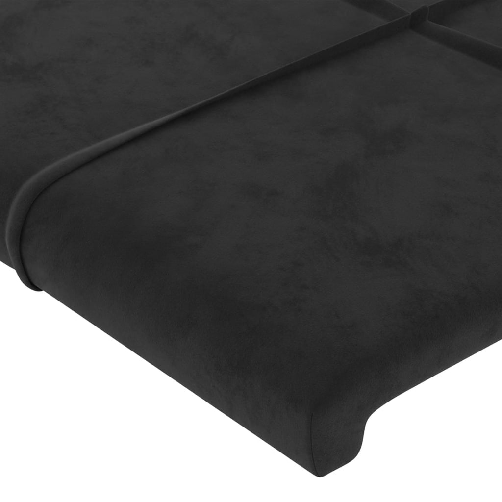 LED uzglavlje crno 203 x 16 x 118/128 cm baršunasto