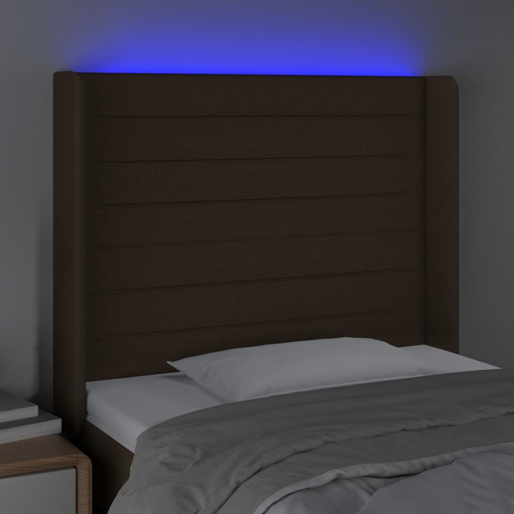 LED uzglavlje tamnosmeđe 93x16x118/128 cm od tkanine