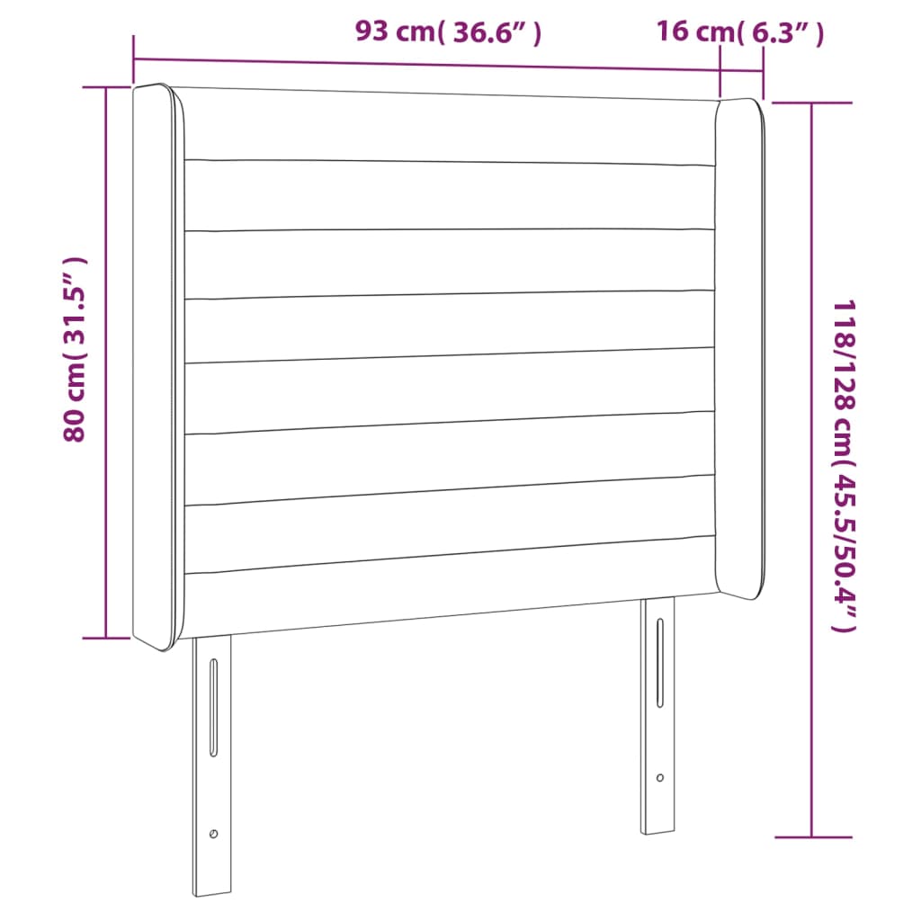 LED uzglavlje tamnosmeđe 93x16x118/128 cm od tkanine