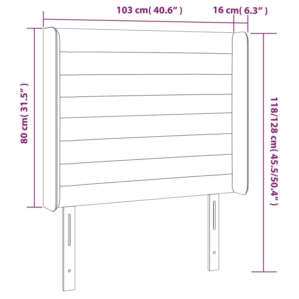 LED uzglavlje smeđesivo 103 x 16 x 118/128 cm od tkanine