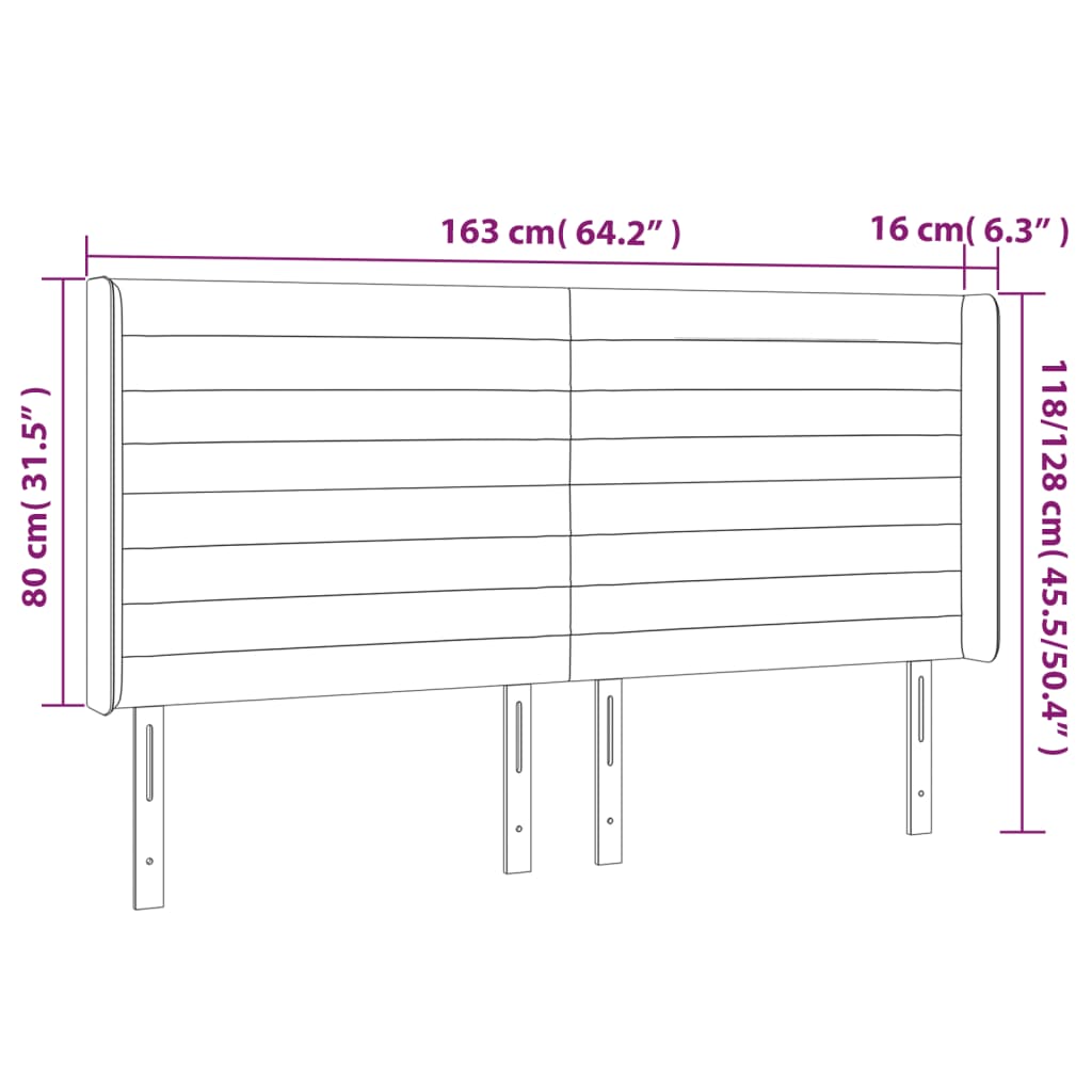 LED uzglavlje svjetlosivo 163 x 16 x 118/128 cm od tkanine
